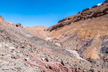 Fototapeta na wymiar View at the rock valley in Atlas Mountains near Toumliline, Morocco