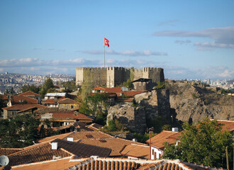 Ankara Castle where is symbol of Ankara, capital of Türkiye. - obrazy, fototapety, plakaty