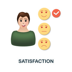 Satisfaction icon. 3d illustration from feedback collection. Creative Satisfaction 3d icon for web design, templates, infographics and more