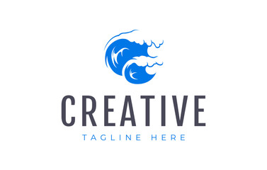 Ocean Blue Waves Logo Design Template