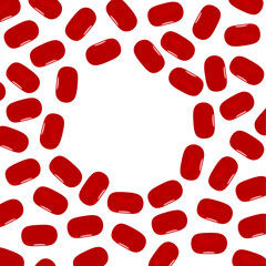 Kidney beans, red bean background design concept with blank space in the middle for writing. Isolated on a white background. Great for high protein healthy food posters.