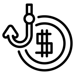 cash steal cyber security simple line icon