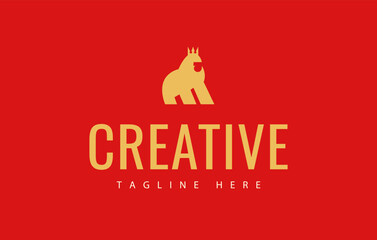 Fototapeta na wymiar Gorilla King Logo Design Template