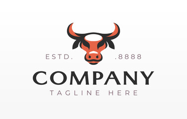 Bull Cow Buffalo Taurus Bison Head Logo Design Template