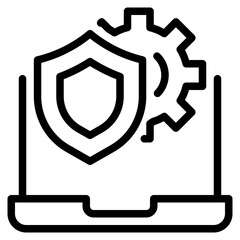 shield protection setting cyber security simple line icon