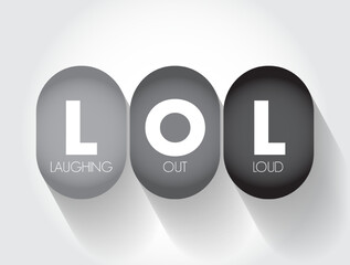 LOL - Laughing Out Loud is an initialism for laughing out loud and a popular element of Internet slang, text acronym concept background