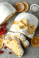 Concept of German dessert - Stollen, top view