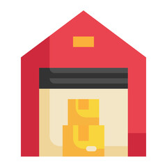warehouse packaging box parcel flat icon