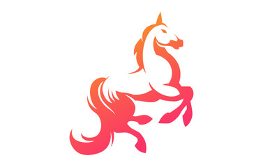 White Mustang Logo Design Template. Horse Farm Icon Vector