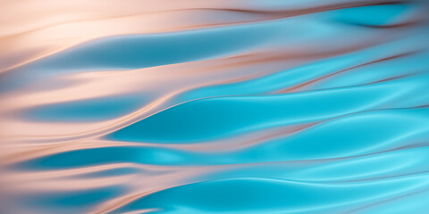 Fototapeta premium Shiny and glossy blue and pink silk, smooth velvet or fabric surface with ripples and patterns, realistic 3D illustration as background with copy space for text