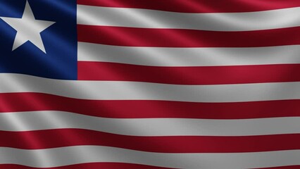 Liberian flag waving in the wind close-up, video of the national flag of Liberia in 3d, in 4k resolution. High quality 4k footage