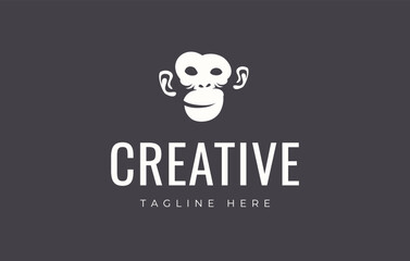 Monkey Chimpanzee Head Logo Design Template