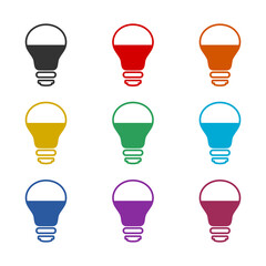 LED bulb icon isolated on white background. Set icons colorful