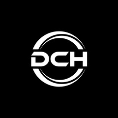 DCH letter logo design with black background in illustrator, vector logo modern alphabet font overlap style. calligraphy designs for logo, Poster, Invitation, etc.