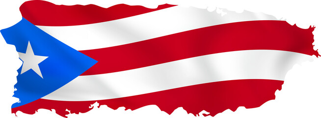 Puerto Rico map with waving flag.