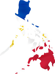 Fototapeta premium Philippines map with waving flag.