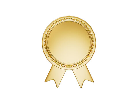 Gold color best award ribbon badge icon 3d render illustration