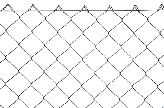 wire fence. seamless chain link fence. industrial fence on transparent isolated background
