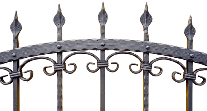 Wrought Iron Fence on transparent background png
