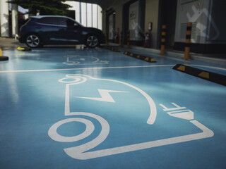 Electric car EV Car Power Charge Station Signage Clean power Technology