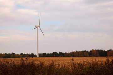 Fototapeta na wymiar View of wind turbines in Belarus, environmentally friendly electricity production