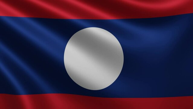 Lao flag fluttering in the wind, video of the national flag of Laos in 3d, in 4k resolution. High quality 4k footage