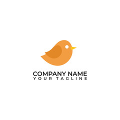 Early Bird logo. Orange bird, isolated on the light background.