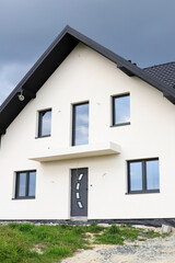 KRAKOW,POLAND - SEPTEMBER 23, 2021: Construction site of a detached house in Krakow, Poland.