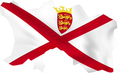 Fototapeta premium Jersey map with waving flag.