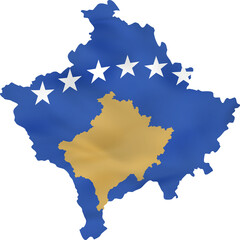 Obraz premium Kosovo map with waving flag.