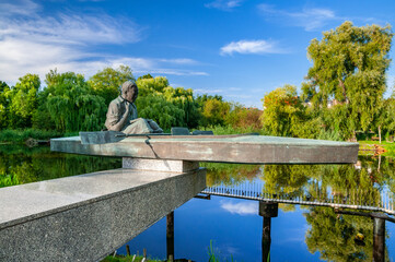 Naklejka premium Statue of a person John Paul II, Zbaszyn, Greater Poland Voivodeship, Poland 