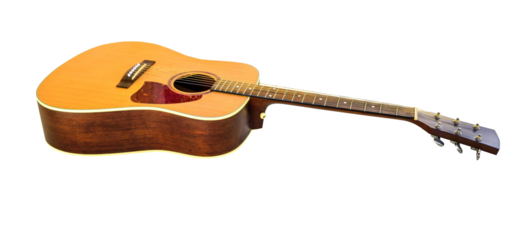 Acoustic guitar on transparent isolated background
