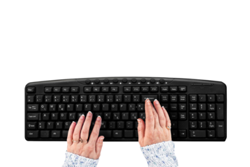 Hands uses computer keyboard top view