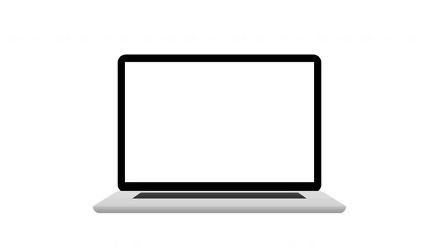 Laptop with blank white screen animation.