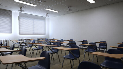 empty classroom without student, 3d rendering