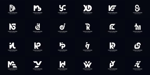 Collection full set abstract combine letter a - z monogram logo design
