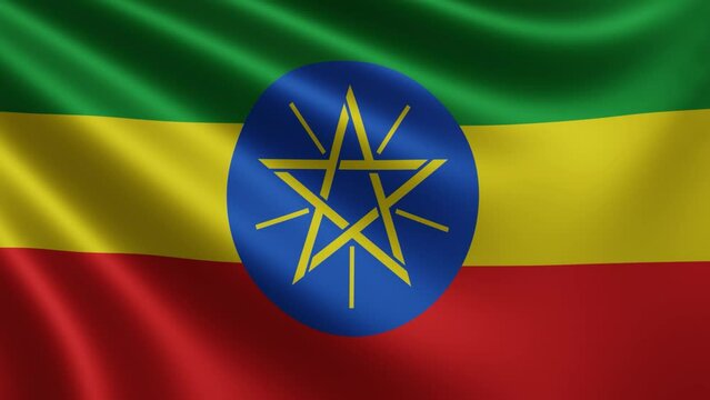 Ethiopian flag waving in the wind, Ethiopian national flag video in 3d, in 4k resolution. High quality 4k footage