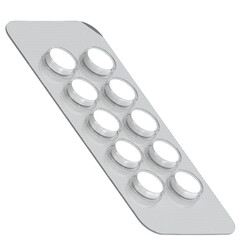 3d rendering illustration of circular pills in blister pack