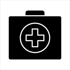 First aid box icon vector, on white background.