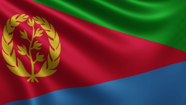 Eritrean flag fluttering in the wind, national flag video Eritrea in 3d, in 4k resolution. High quality 4k footage