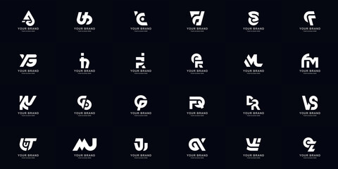Collection full set abstract combine letter a - z monogram logo design