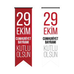 29 October Republic Day Turkey and the National Day in Turkey. Turkish text on red flag. (29 Ekim Cumhuriyet Bayrami Kutlu Olsun.)  swallow flag. kırlangıç bayrak