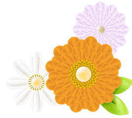 つまみ細工で作られた花の装飾グラフィック