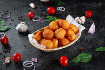 Traditional Kazakh dish Baurssaki. .The simplest Kazakh doughnuts are made literally from the ingredients at hand.