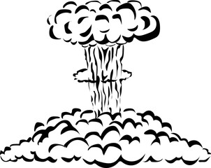 vector cartoon illustration in the form of atomic or nuclear bomb explosion