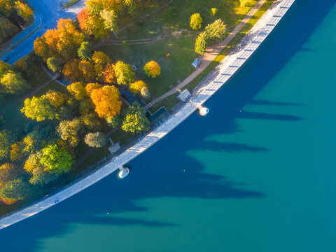 Masonry Arch Wall Of Mseno Dam From Above