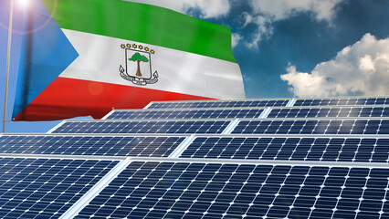 Solar panel, photovoltaic, alternative electricity source - concept of sustainable resources renewable energy Green energy sustainability power flag wave sunset