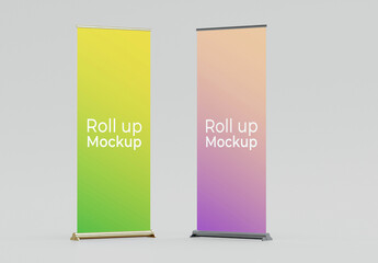 Two Frontal View Roll Up Mockup