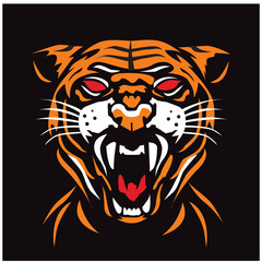 Tiger vector illustration for sticker icon graphic on black background