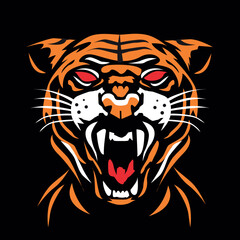Tiger vector illustration for sticker icon graphic on black background